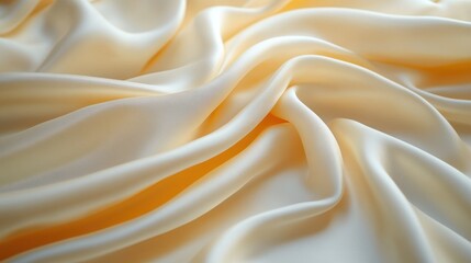 Obraz premium Draped cream silk fabric, studio shot, soft light, background blur, textile design
