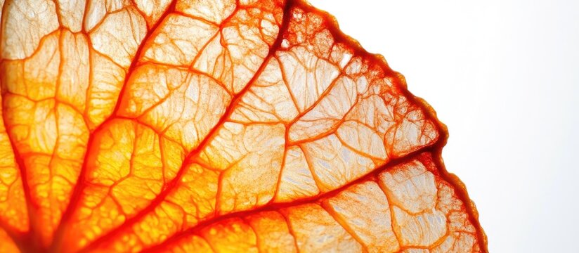 Vibrant Macro Image of an Isolated Orange Slice with Intricate Details and Backlighting Effects