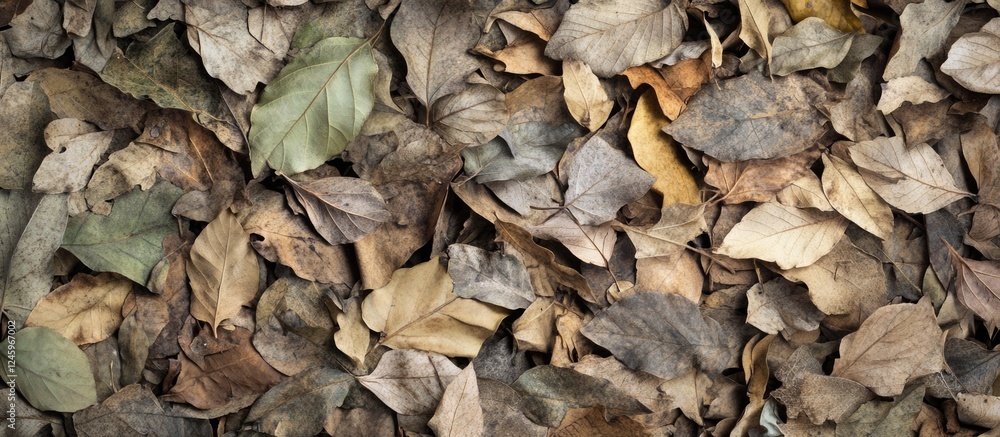 Poster natural background of assorted dried leaves showcasing textures and colors of wilting foliage in a n