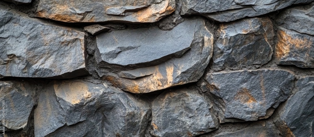 Poster rugged dark gray stone wall texture ideal for design projects and background use with space for bran