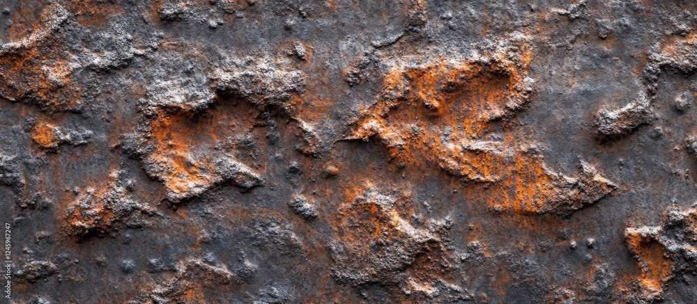 Poster Rusty concrete surface texture with weathered patterns and earthy color variations suitable for backgrounds and design projects.