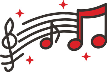 Musical notes and sheet music, music symbol icon
