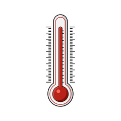 Heat thermometer. Temperature weather thermometers meteorology, temp control thermostat device flat vector icon. Medical thermometers
