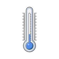 Cold thermometer with a snowflakes. Temperature weather thermometers meteorology, temp control thermostat device flat vector icon. Medical thermometers