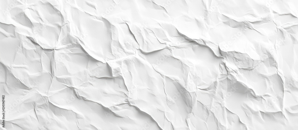 Poster crumpled white paper texture ideal for minimalistic backgrounds and artistic design projects enhanci
