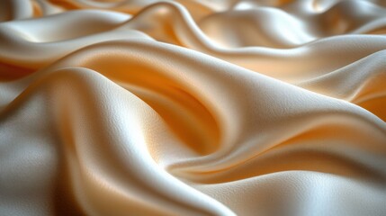 Obraz premium Draped beige silk fabric, studio shot, textured background, fashion design
