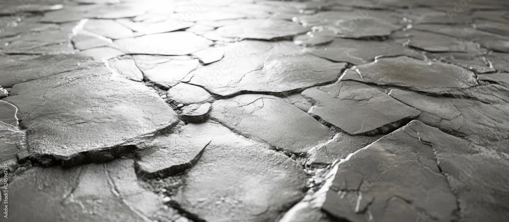 Poster uneven cracked concrete floor surface showcasing texture and depth in industrial or architectural se