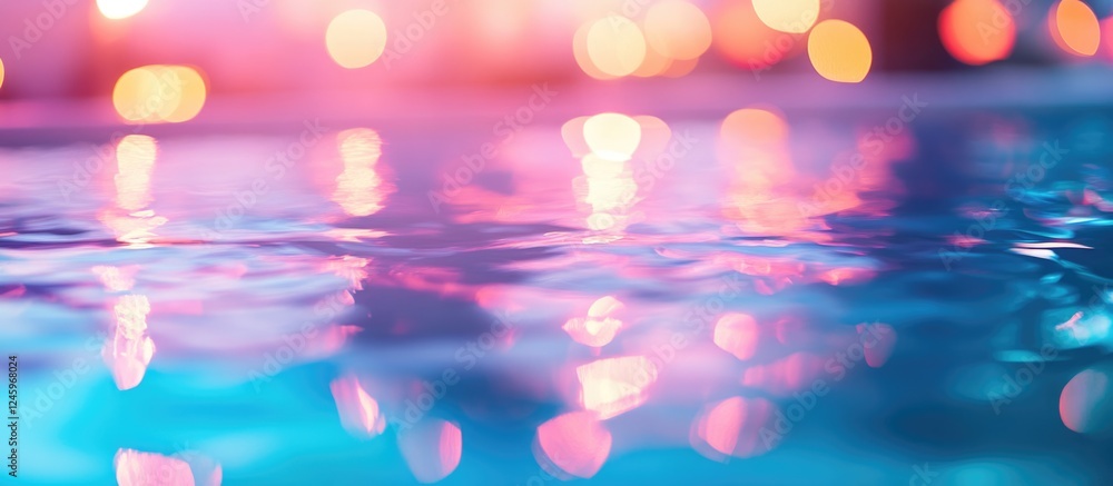 Poster creative abstract blur background of a dry pool area with bokeh effect showcasing vibrant colors and