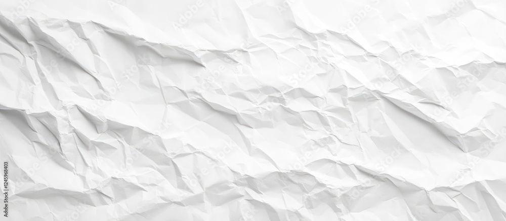 Aufkleber Crumpled white paper texture background with ample copy space for design and text placement. Top view perspective ideal for various uses.