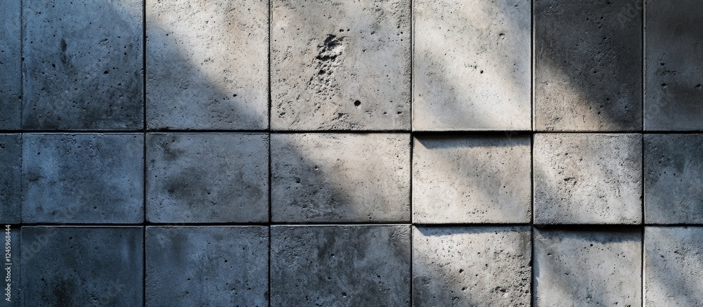Aufkleber Concrete tile surface texture with shadows highlighting imperfections and design details for architectural and interior backgrounds