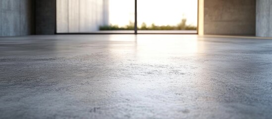 Fototapeta premium Light grey concrete floor texture in modern interior space with natural light illuminating the smooth surface and minimalist design elements.