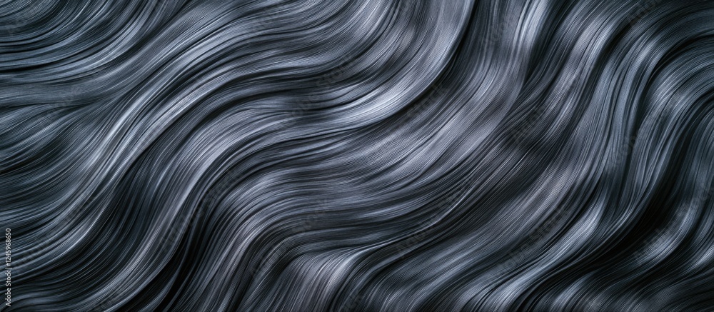 Poster dark gray abstract texture with smooth wavy lines resembling silky fabric ideal for background or ov