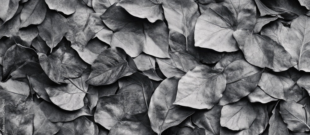 Poster monochrome background of dry leaves creating a textured and artistic natural pattern ideal for vario