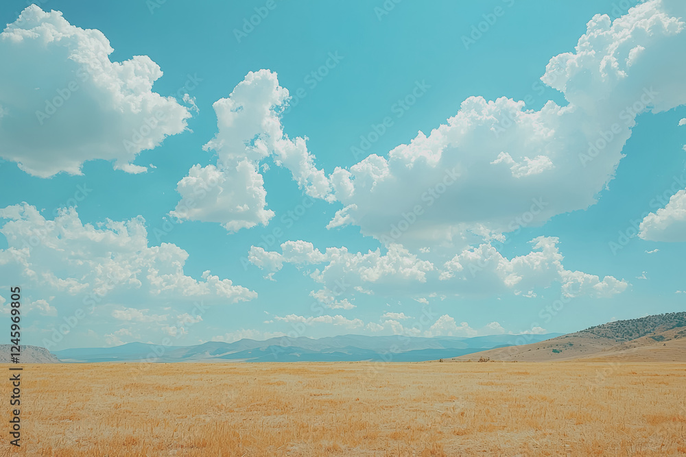 Poster expansive field of golden wheat swaying gently in the breeze under a clear blue sky during the dayti