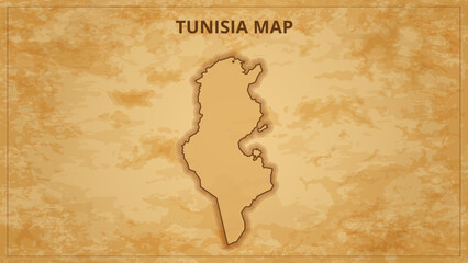 A Vintage Map Depicting the Borders of the Tunisia. Tunisia map with federal states in A vintage map based background, Political Tunisia Map