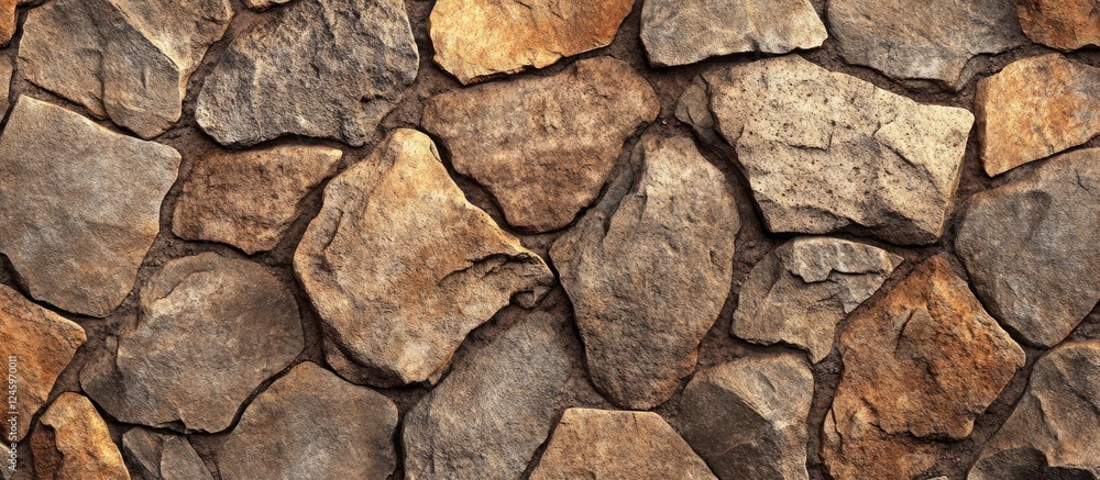 Poster Seamless texture of crushed rock and stone forming a natural earthy flooring background for design or architectural projects