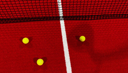 balls on a red paddle tennis court