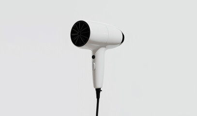 Minimalist White Hairdryer on Neutral Background, Modern Technology