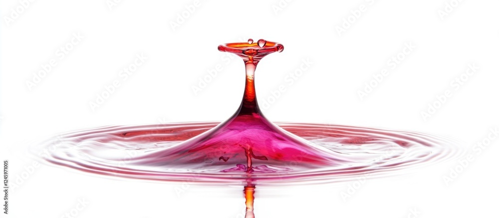 Poster Colorful water splash and drop isolated on white background capturing dynamic fluid motion and vivid hues in high detail
