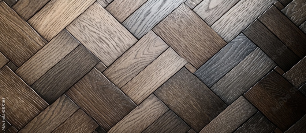 Poster dark raw taupe wood modular parquet flooring texture with blank space for text display and design us