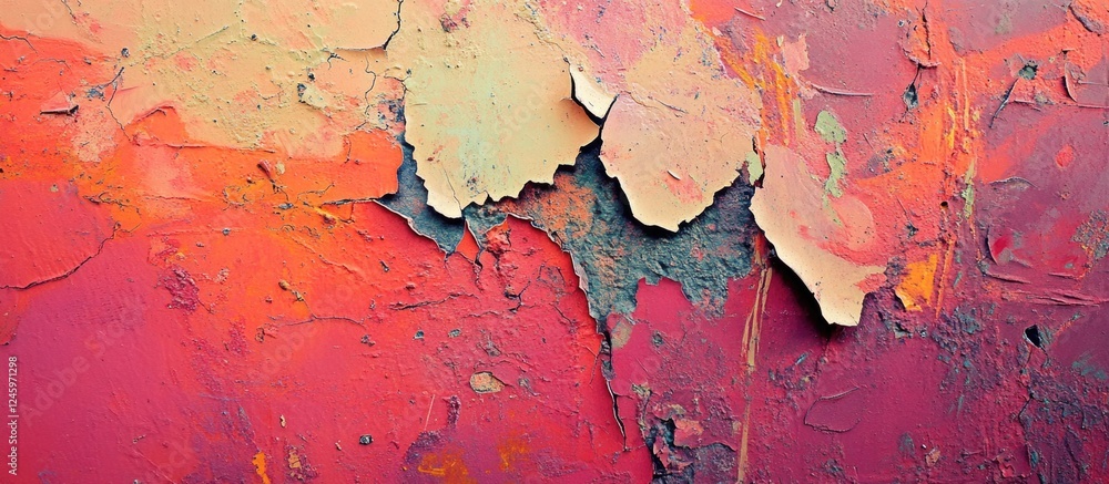 Aufkleber textured and weathered wall surface with peeling paint, ideal for background use in design and artis