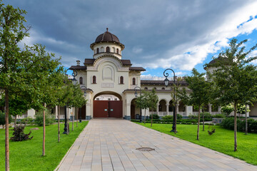 YEKATERINBURG, RUSSIA. Moorish-style monastic buildings and a park in the Alexander Nevsky...