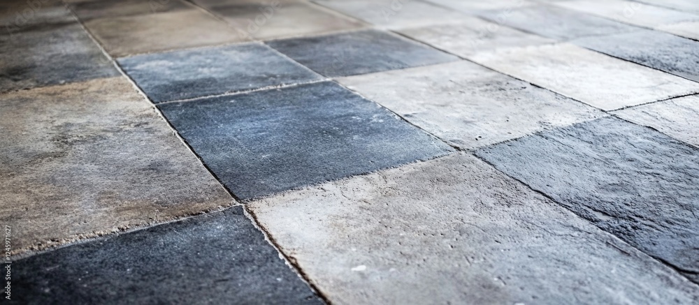 Poster Concrete floor texture with varied tones and patterns for industrial and modern design backgrounds. Suitable for various interior design applications.