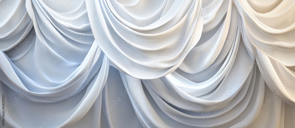 Poster elegant abstract white curtain wave pattern for stylish wall backgrounds in interior design and deco
