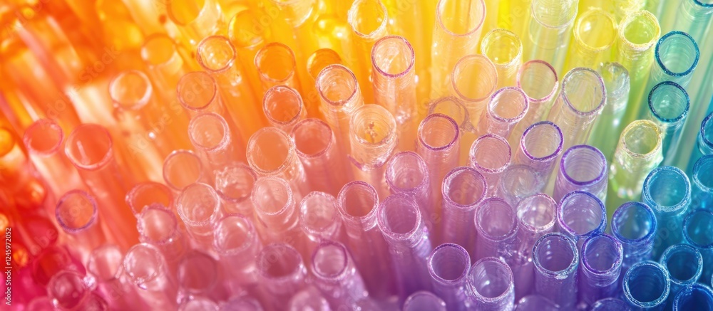 Poster colorful abstract background of rainbow straws in vibrant hues creating a textured pattern ideal for