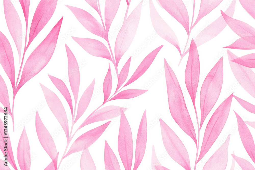 Poster beautiful pink watercolor leaves create a serene background pattern for design projects. isolated on