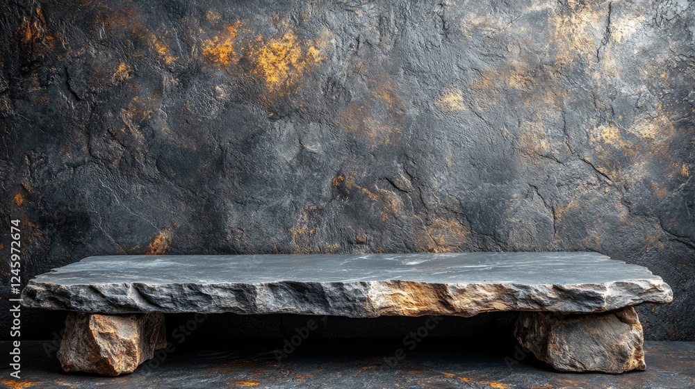Poster Contrasting Textured Stone Wall Surface with Empty Space for Copy and Display in a Modern Interior Setting