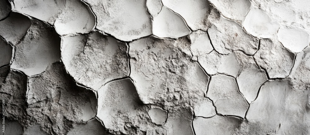 Poster Textured Concrete Surface with Cracked Patterns in Monochrome Shades for Background Design and Artistic Applications