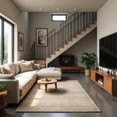 Fototapeta premium Cozy Modern Living Space with Natural Light