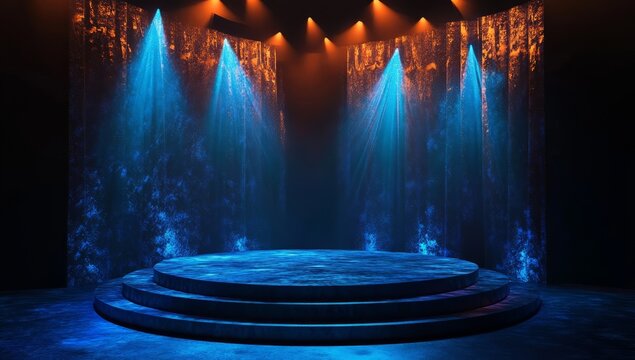 Podium stage for television studio modern theater shows concept background wallpaper AI generated image	
