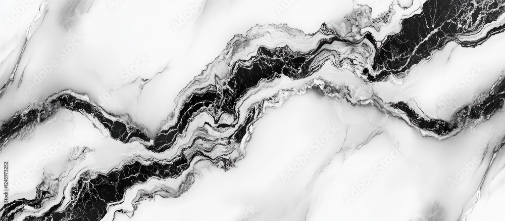 Poster luxurious black and white marble texture with intricate patterns ideal for high-end interior design 