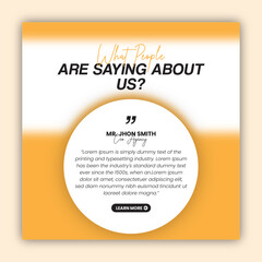 Customer feedback testimonial social media post design or client review social media post design template