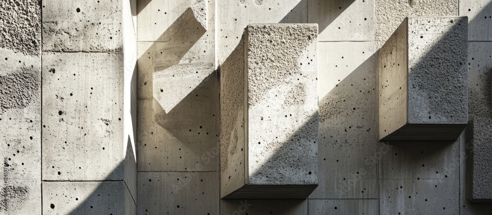 Aufkleber close-up of a textured concrete wall showcasing plaster intersections and geometric shapes with dram