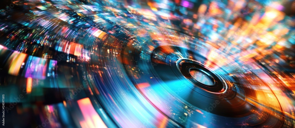 Aufkleber Abstract technology background featuring swirling colors and reflections on a CD, creating a dynamic and vibrant visual effect.