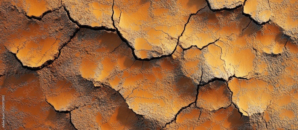 Poster cracked concrete texture with orange and gray tones suitable for backgrounds and design projects