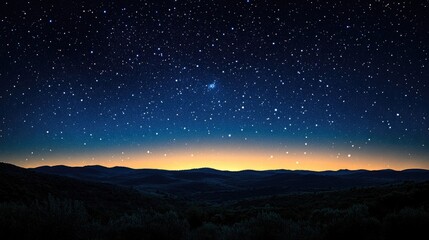 Hillside under a starry night sky showcasing celestial beauty with ample copy space for creative text or messages.