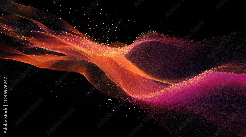 Fototapete vibrant abstract waves of digital data streams on a dark background with space for text and creative