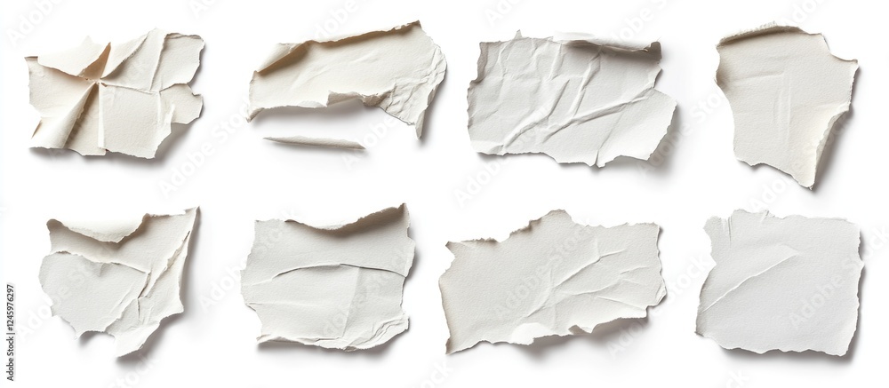 Poster Torn paper collection isolated on white background for creative design and copy space applications
