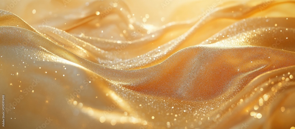 Aufkleber elegant shimmering gold silk fabric creating a luxurious abstract background for festive and holiday