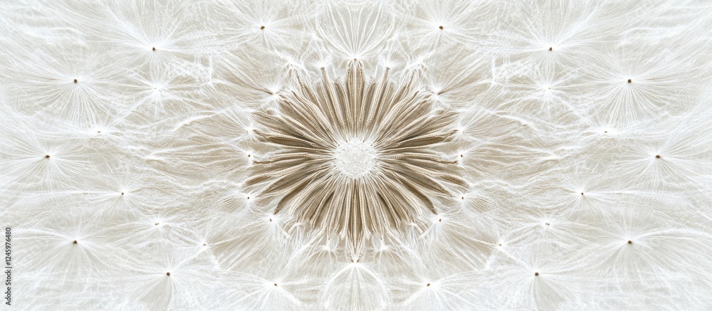 Aufkleber dandelion seeds intricate design showcasing fibonacci sequence and natural symmetry on a clean white