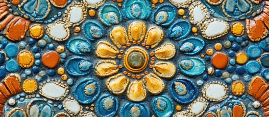 Folk Art Stone Patterns with Vibrant Colors and Intricate Designs for Creative Backgrounds and Textiles