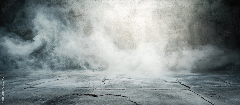 Poster moody atmosphere with concrete floor and dramatic smoke background ideal for creative projects and a