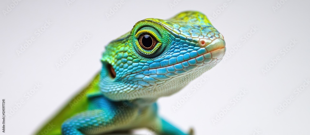 Aufkleber vibrant common lizard with intricate colors displayed on a white background showcasing natural and c