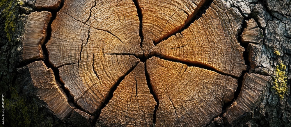 Poster aged wood texture featuring intricate cracks and warm tones showcasing natural patterns for design a