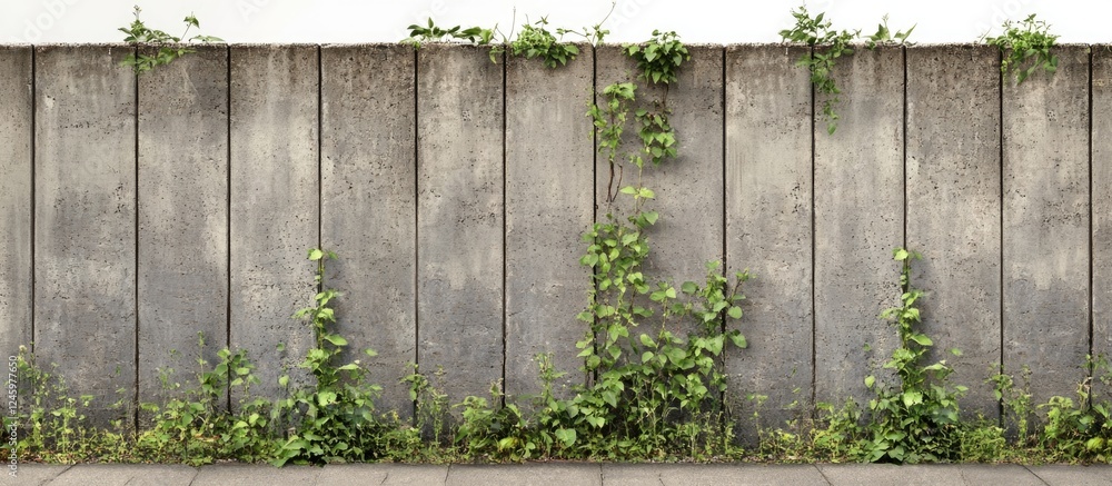 Aufkleber seamless concrete block wall background with vegetation at construction site showcasing a cinder bri