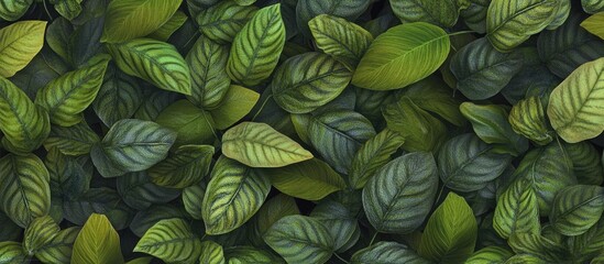 Lush Green Foliage Textures Background with Varied Leaf Patterns for Natural Decor and Garden Themes